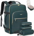 LOVEVOOK Travel Backpack for Women & Men 40L,Airline Approved Carry On Backpack Travel Essentials,TSA Carry on Luggage,Waterproof Personal Item Travel Bag,Suitcase with 3 Packing Cube,Dark green-Black