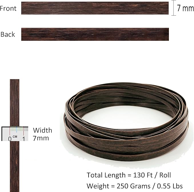 Wicker Repair Kit, Mottled Dark Brown, Polyethylene Material for Patio Furniture Repair, 130ft, High Strength