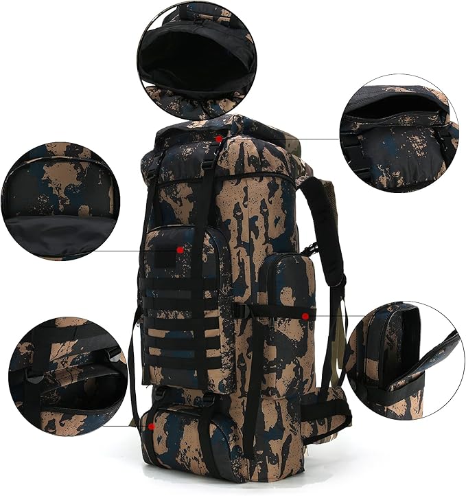 Hiking Backpack for Men 70L/100L Camping Backpack Military Rucksack Molle 3 Days Assault Pack for Climbing | Camping Backpack, 3 Days Assault Pack, for Climbing