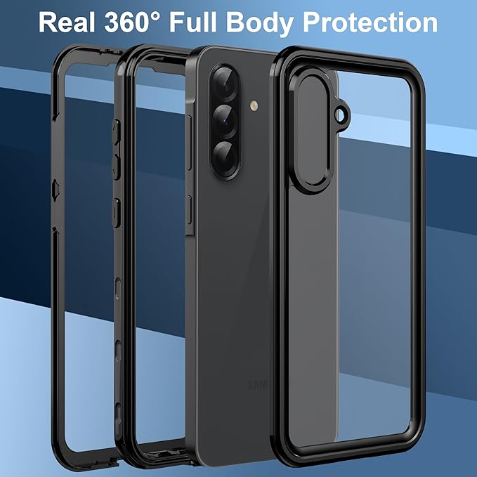 for Samsung Galaxy A37 A36 5G Phone Case with Built-in Screen Protector, Waterproof Case Rugged Full Body Underwater Dustproof Shockproof Drop Proof Protective Cover for Samsung A37 A36 5G, Black