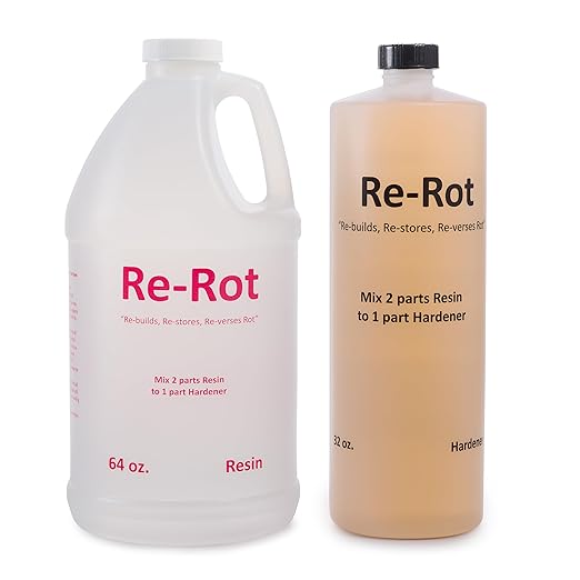 Re-Rot 96 oz 2-Part Kit - Repairs Rot Quickly & Easily, Restores Strength, & Rebuilds Missing Wood - Rapid Drying Even in Winter - Sandable/Paintable - 3 Products in 1