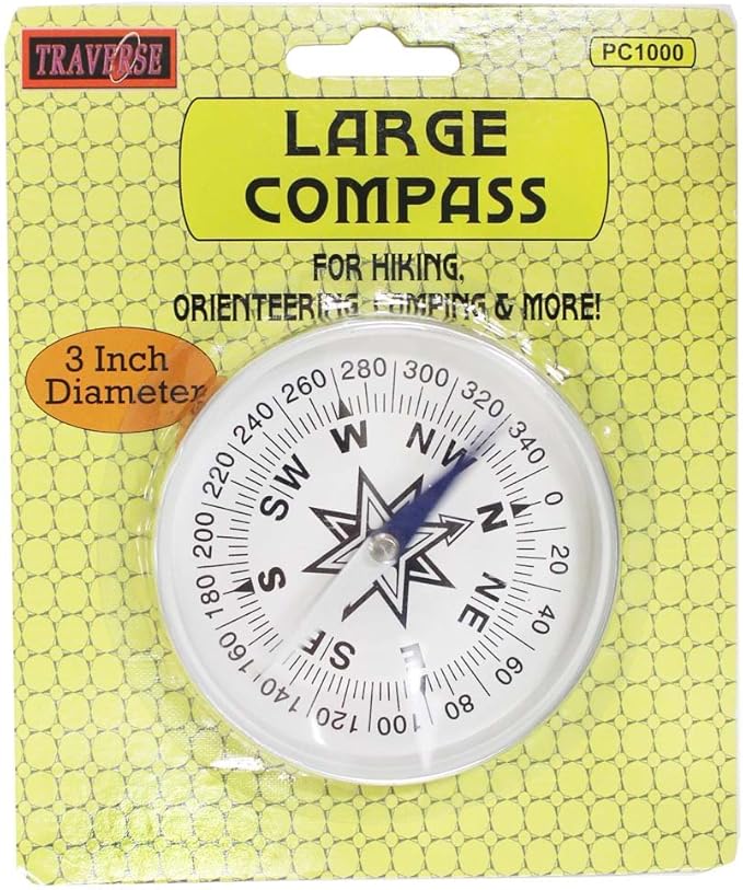 ADROIT Hikers Compass | 0.75", 1", 3" | Ideal for Watch Band, Lanyard, Key Ring | Accurate Navigation for Hiking, Biking, Travel