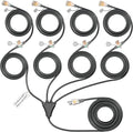 Eversimpleinc Black 1 to 4 Splitter Extension Cord (Combined 58 FT, End to End 34 FT), 3 Prong Plug with 8 Extended Lighted Outlets, with Weatherproof Covers for Indoor and Outdoor