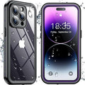 SPIDERCASE for iPhone 14 Pro Case Waterproof, Built-in Lens & Screen Protector, Full Heavy Duty Protection, 12FT Military Shockproof, Dustproof, Anti-Scratched Phone Case,Purple