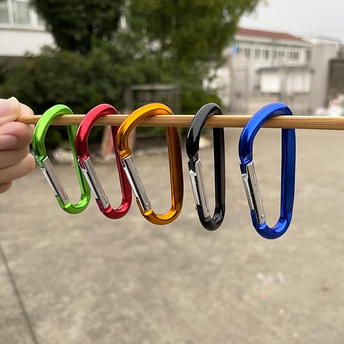3" Aluminum Carabiner Clips, 12PCS D Ring Shape Keychain Carabiners Hook Buckle
