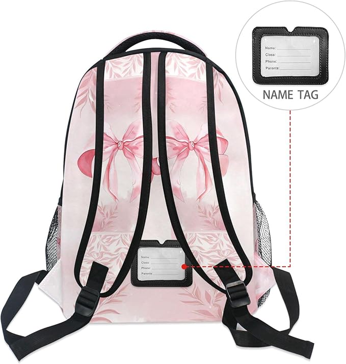 Wamika Pink Bow Girls Backpack Cowgirl Boots School Backpacks Boys Kids Preschool Book Bag