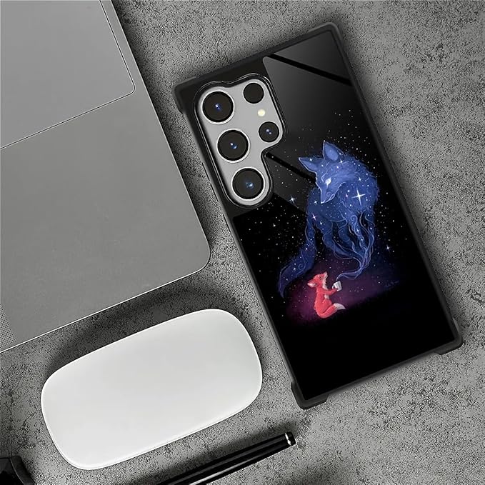for Samsung Galaxy S26 Ultra Case,Graphic Design for Girl Boy Soft Silicone Hard Acrylic Shock Protection Designed for Samsung Galaxy S26 Ultra Galaxy Fox Wolf Pattern