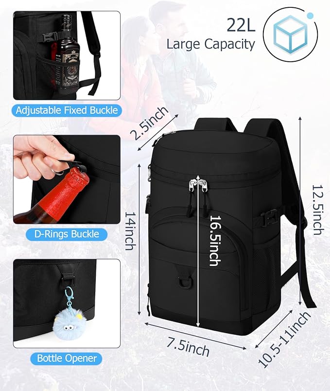 Cooler Backpack, 22L Waterproof Soft Backpack Coolers Leak Proof Beach Backpack Insulated Picnic Lunch Bag for Fishing Camping,Beach,Hiking,Travel