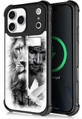 for iPhone 17 Pro Max Case,for MagSafe Graphic Design for Girl Boy Soft Silicone Hard Acrylic Shock Protection Designed for iPhone 17 Pro Max Lion Cross Jesus Christ Dove Pattern