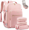LOVEVOOK Travel Backpack for Women & Men 40L,Airline Approved Carry On Backpack Travel Essentials,TSA Carry on Luggage,Waterproof Personal Item Travel Bag,Suitcase with 3 Packing Cubes,Pink-Pink