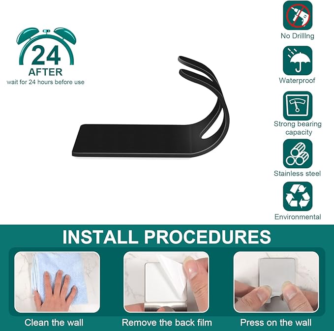 CGBE Razor Holder for Shower, 4 Packs Self Adhesive Shaver Holder Hanger Hooks for Bathroom, Damage Free Wall Hooks for Razor Shaver Loofah Sponge