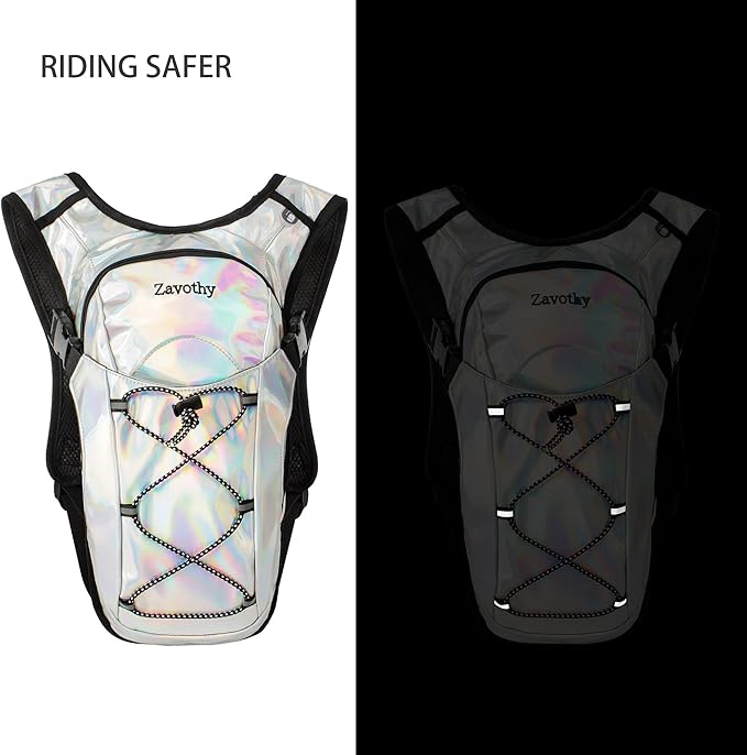 Reflective Hydration Backpack, Hydration Pack - Water Backpack with 2L Hydration Bladder, Essential for Festivals - Rave Hydration Pack for Hiking, Running, Cycling, and Festivals