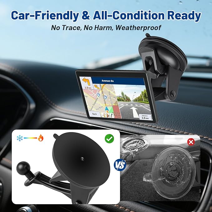 EWAY GPS Windshield Dashboard Mount for Garmin, 17mm Ball Mounting Pattern, Adjustable Arm Navigation Suction Cup Holder w/GPS Disk for Garmin Nuvi Dezl Drive Drivesmart Zumo Driveassist DriveLuxe