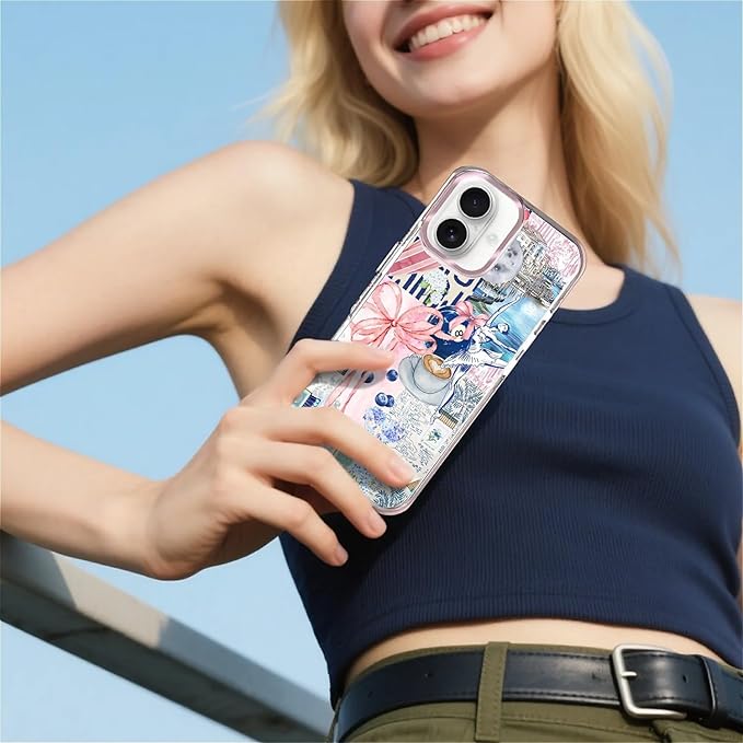 Case for iPhone 16 Plus,[Compatible with MagSafe],Pink Bow Girly Coquette Collage Phone Case Design，for Women Girls Magnetic Clear Cover - Slim, Sleek, & Shockproof Protection