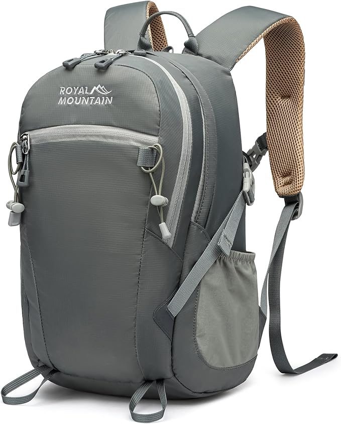 Hiking Backpack With Rain-cover, 30L Travel Backpacks For Women Men, Camping Daypack Backpacks Lightweight, Durable Hiking Backpack Fit For Camping, Daily Commuting, Short Trips (Grey)