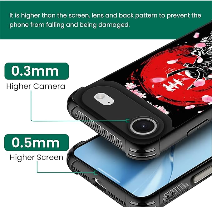 for iPhone 17 Air Case,for MagSafe Graphic Design for Girl Boy Soft Silicone Hard Acrylic Shock Protection Designed for iPhone 17 Air Sakura Japanese Samurai Pattern