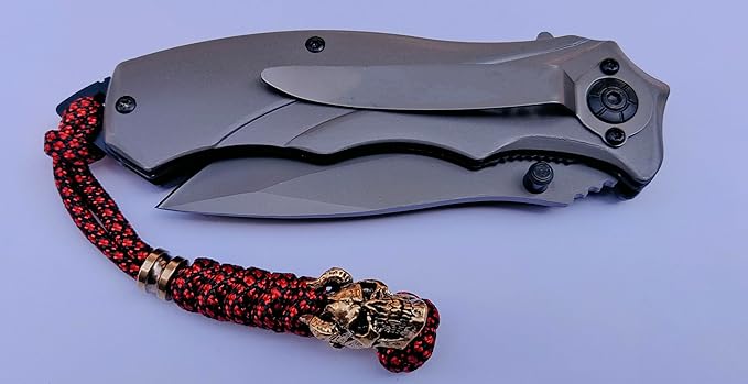 Knife Lanyards with Brass Beads,Paracord Lanyard,Tactical Lanyard for Skull Shape Knife,EDC Products