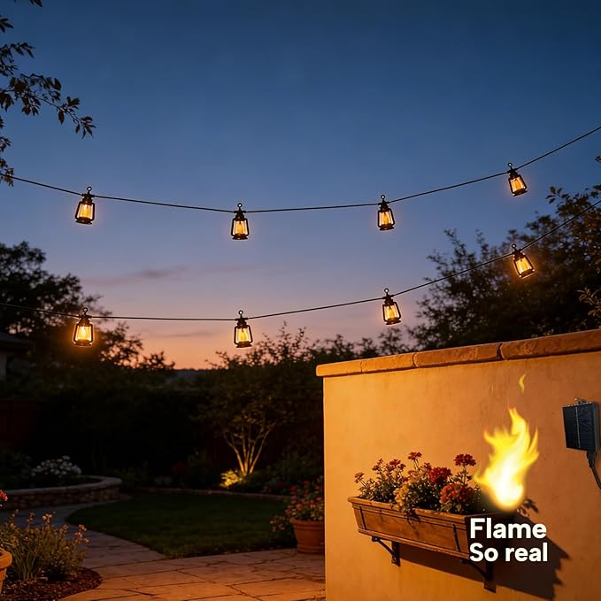 Solar Outdoor String Lights 19FT Waterproof Patio Lights with 10 LED Bulbs for Garden, Backyard,Party, Cafe, Camping 2200K