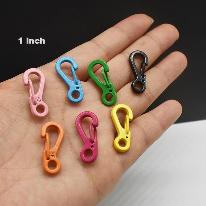Mini Carabiner Clips with Metal Spring Wiregate Hook and Little Eye Hole for Keychain Backpack Clasps