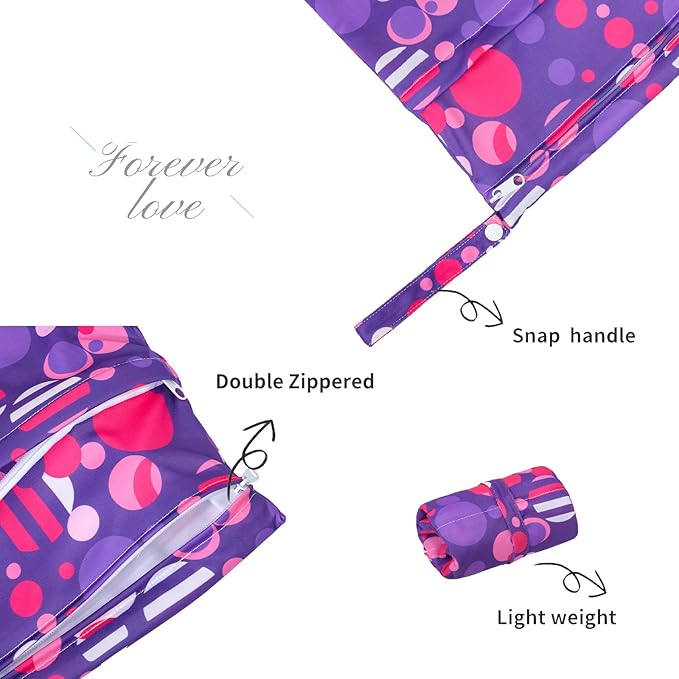 ALVABABY 2pcs Waterproof Wet Dry Bags,Reusable with Two Zippered Pockets,Baby Cloth Diaper,Travel,Beach,Pool,Daycare,Soiled Baby Items,Yoga Gym Bag,Swimsuits or Wet Clothes LW1920