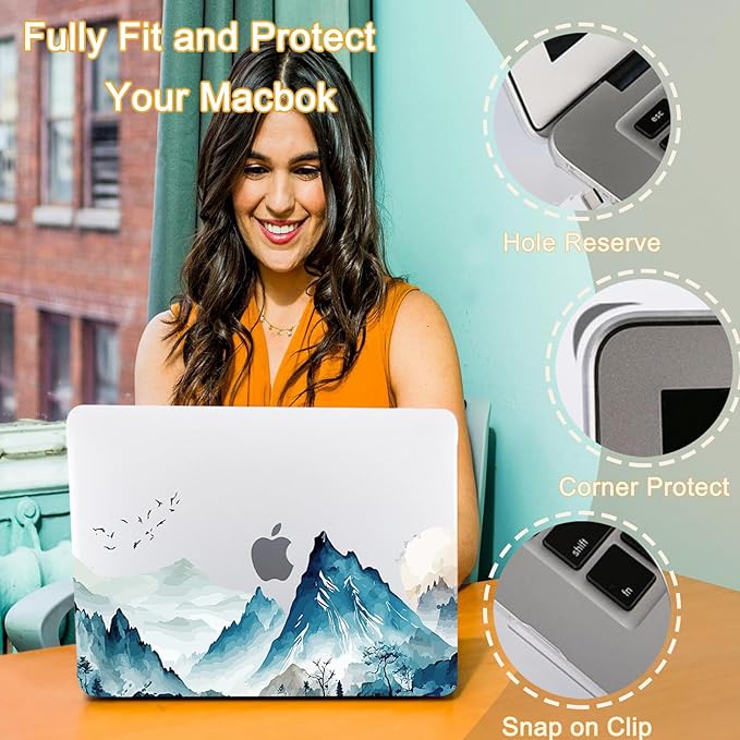 Protective Case for MacBook Pro 15 inch Retina 2012-2015 Release (Model A1398),Durable Plastic Hard Shell Case Cover & Keyboard Cover for Apple Laptop Pro 15.3",Mountain & Bird