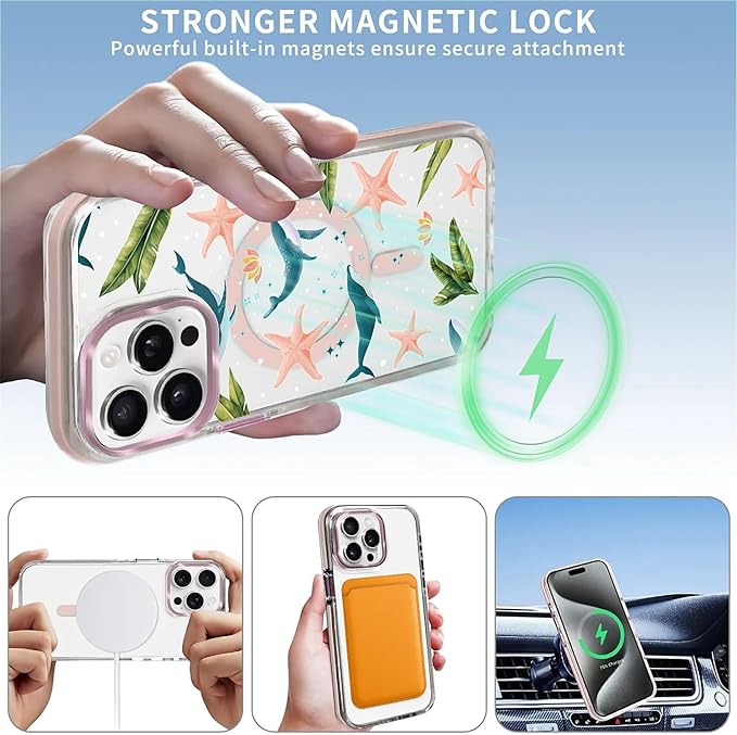 Case for iPhone 14 Pro Max,[Compatible with MagSafe],Sealife Whale Ocean Wildlife Clear Phone Case Design，for Women Girls Magnetic Clear Cover - Slim, Sleek, & Shockproof Protection