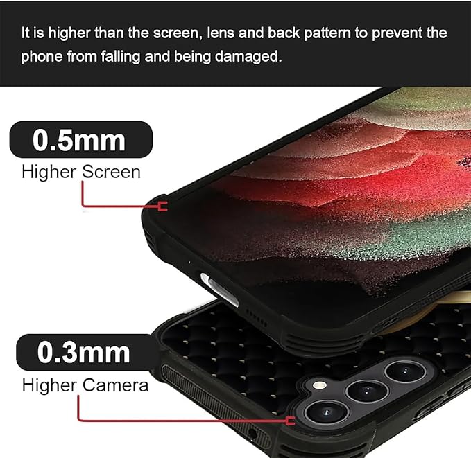 for Samsung Galaxy S23 FE Case, Gold Black Music Pattern Graphic Design Girl Boy Soft Silicone Hard Acrylic Shock Protection for Samsung Galaxy S23 FE