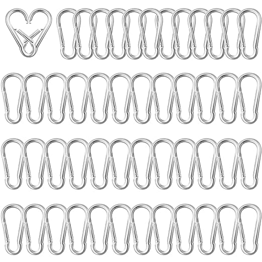 50 Pack 1.57" Heavy Duty Carabiner Clips, M4 Sliver Galvanized Steel Spring Snap Hooks, Rust-Resistant Keychain Clips for Hammock, Camping, Hiking, Fishing, Swing Set
