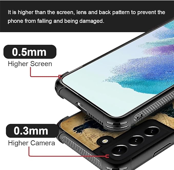 for Samsung Galaxy S22 Plus Case, Brown World Map Pattern Graphic Design Girl Boy Soft Silicone Hard Acrylic Shock Protection for Samsung Galaxy S22 Plus