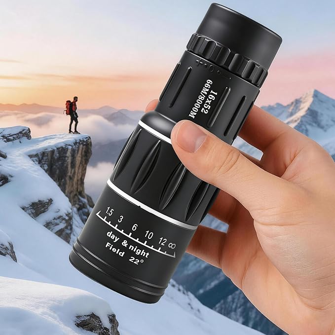 16X52 Monocular Telescope High Power for Adults, Compact Prism Monocular with HD Lens for Bird Watching, Hiking, Travel & Outdoor Activities