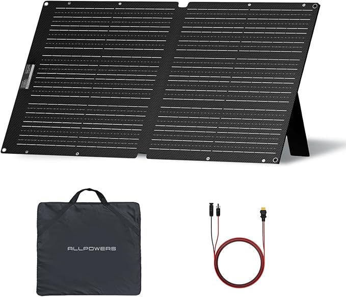 ALLPOWERS SE100 100W Portable Solar Panel Charger,High-Efficiency 23-25% Monocrystalline Solar Cell with IP68 Waterproof,Foldable Design for Outdoor Camping,Emergency Power,and Portable Generators