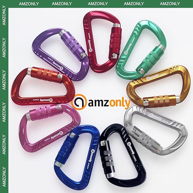 3inch Auto Locking Carabiner Clips Heavy Duty, 12KN /2697lbs Lightweight keychain carabiners, Sturdy Twist Lock Caribeeners for Camping Hiking Hammock Swing Backpack, dog leash and Harness etc
