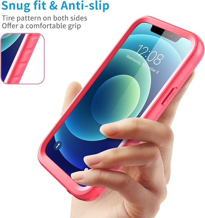 SPORTLINK Compatible with iPhone 12 Pro Max Waterproof Case - Full Body Shockproof Dustproof Phone Screen Protector Rugged Cases for iPhone 12 Pro Max 6.7 Inches Pink