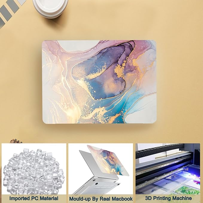 Case Cover for MacBook Pro 13 inch with CD-ROM 2008-2012 Release (Model A1278),Slim Protective Computer Case & TPU Keyboard Cover for Apple Laptop Pro 13.3",Pink Marble