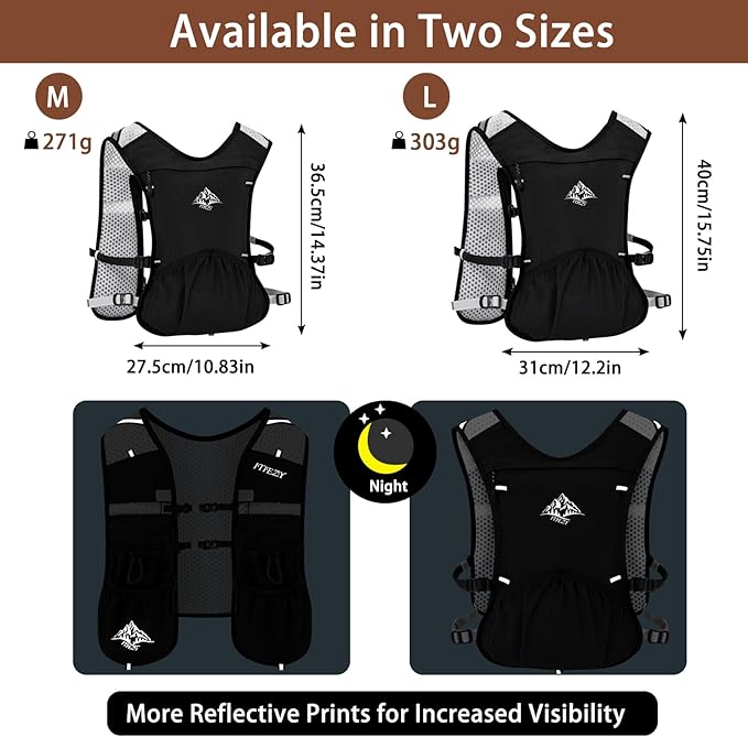 ITIEZY Running Vest for Women Men, 5L Hydration Backpack Lightweight Running Water Vest with Leak-Proof Bladder Sleeve for Marathon, Trail, Cycling, Hiking, Jogging
