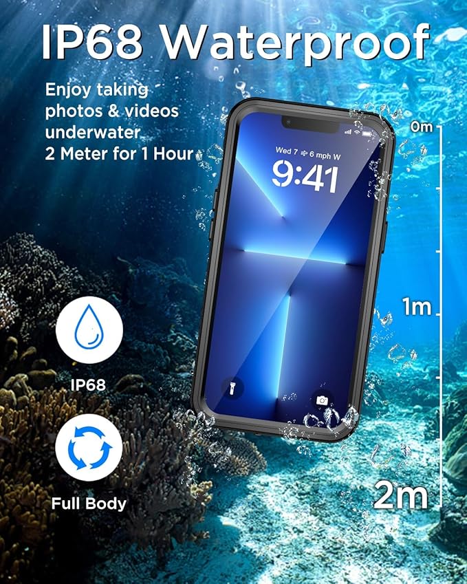 Beeasy for iPhone 13 Pro Max Waterproof Case with Magsafe, IP68 Underwater Military Grade, Phone Case with Shockproof, Dustproof, Rugged 360 Full Body Protection Cover with Built-in Screen Protector