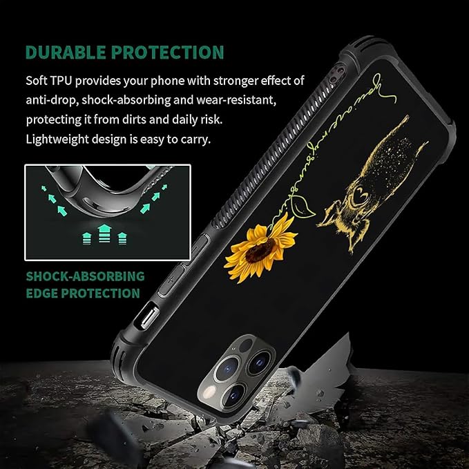 for iPhone 11 Pro Case, Pig Sunflower Yellow Sunshine Pattern Made of Soft Silicone Hard Acrylic Shock Protection for iPhone 11 Pro