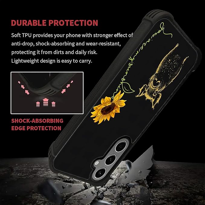 for Samsung Galaxy S24 S25 Plus Case, Pig Sunflower Yellow Sunshine Pattern Graphic Design Girl Boy Soft Silicone Hard Acrylic Shock Protection for Samsung Galaxy S24 S25 Plus