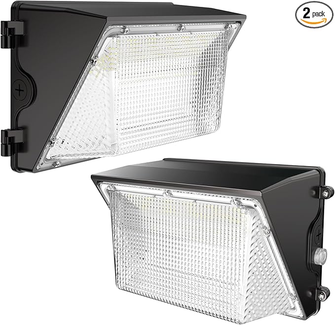 HYPERLITE LED Wall Pack 120W: 18000lm LED Security Flood with Dusk to Dawn Photocell - Industrial Outdoor Wall Lights Out Door 2Packs for House Warehouses Driveway UL Listed
