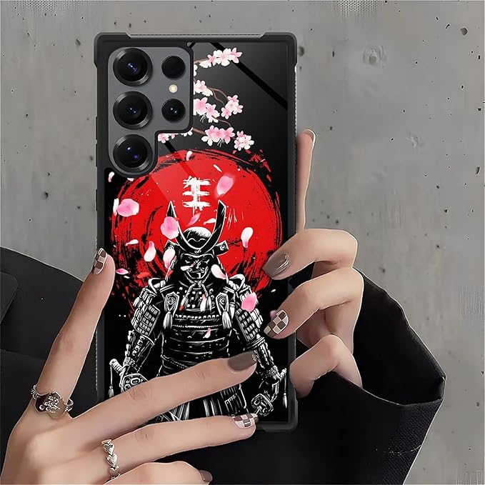 for Samsung Galaxy S25 Ultra Case,Graphic Design for Girl Boy Soft Silicone Hard Acrylic Shock Protection Designed for Samsung Galaxy S25 Ultra Sakura Japanese Samurai Pattern
