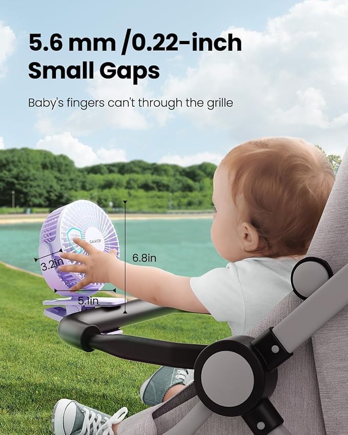 Gaiatop Portable Clip on Fan Battery Operated, Small Powerful 3 Speed Quiet 360° Rotate, USB Rechargeable Mini Personal Cooling Fan for Desk Table Home Office Stroller Camping Women Gifts Purple