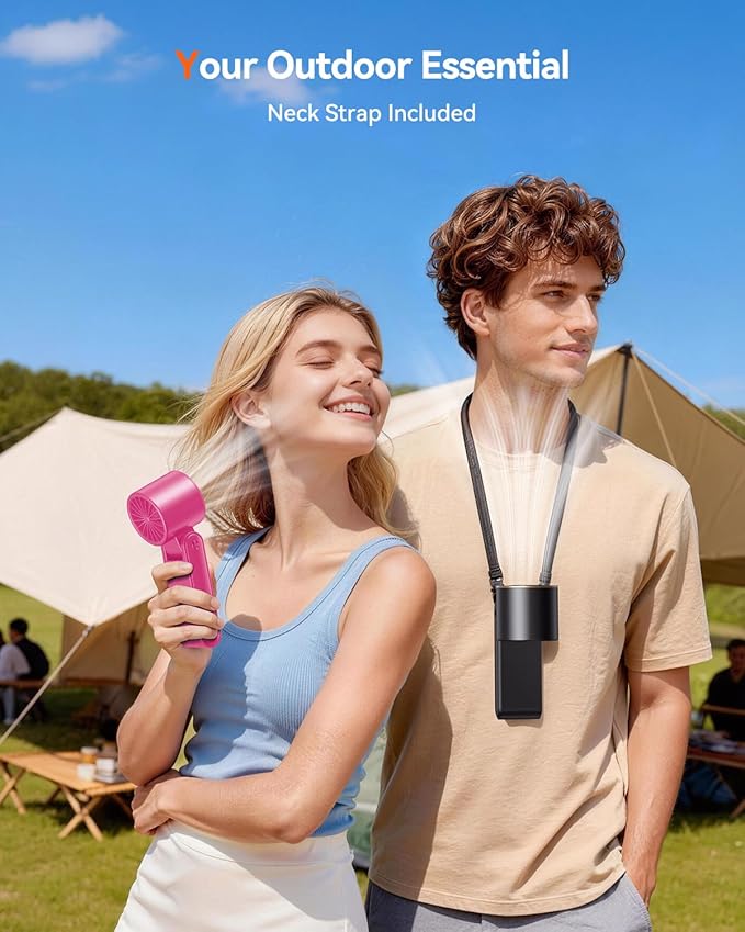 Portable Handheld Turbo Fan, 199 Gear Speed, 24 Hs Cooling Time, 5500mAh Rechargeable Mini Personal Hand Fan, Foldable Design, Travel Essentials, Beach Vacation, Gifts for Women, Men,HotPink