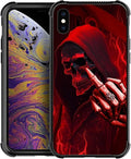 for iPhone X/Xs Case, Gestures Funny Skull Pattern Graphic Design Girl Boy Soft Silicone Hard Acrylic Shock Protection for iPhone X/Xs