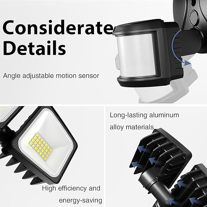 Onforu 150W 15000LM LED Security Lights Motion Sensor Outdoor, Dusk to Dawn Flood Lighting, 5 Heads 360° Wide Angle Illumination, 6500K IP65 Waterproof Hardwired Floodlight Motion Detection (Black)