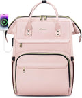 LOVEVOOK Laptop Backpack for Women,17 Inch Professional Womens Travel Backpack Purse Computer Laptop Bag Nurse Teacher Backpack,Waterproof College Work Bags Carry on Back Pack with USB Port, Pink
