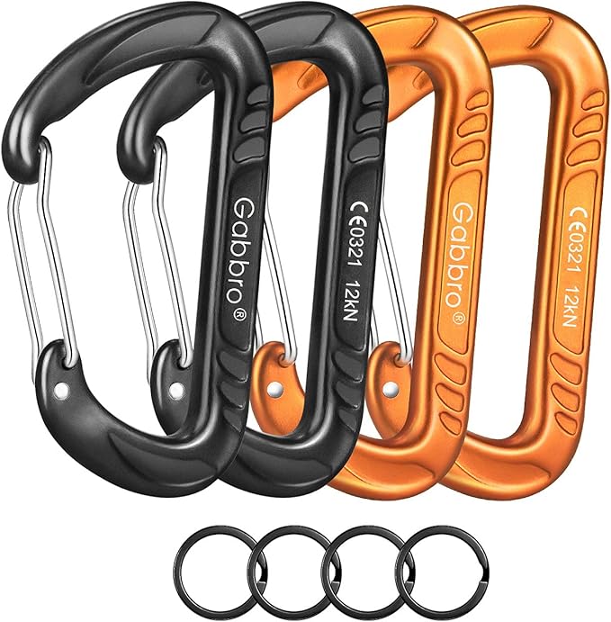 Gabbro Carabiner Clips Heavy Duty 12kN (2697 lbs), Wiregate Aluminum Lightweight Caribeener for Hammock, Hiking, Camping, Water Bottle, Dog Leash Harness, Keychains