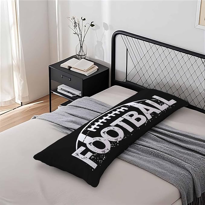 Outdoor Pillows Body Pillow Cover American Football USA Soccer Lumbar Body Pillow Case Protector Body Cushion Covers Bed Body Pillowcases for Bedroom,Couch,Sofa 20"X54" Black