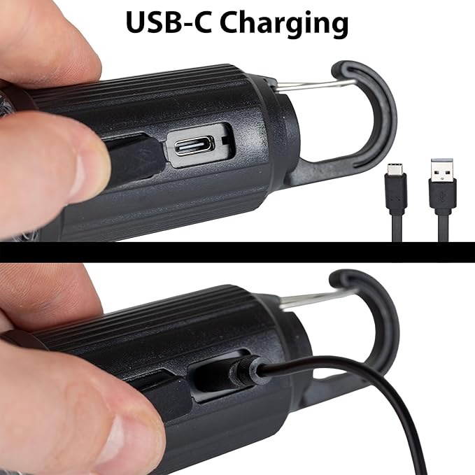 2-Pack Rechargeable Camp Light, Warm White LED Globe Bulb, Battery Powered with USB-C, Shatterproof Globe on Carabiner, 3 Brightness Levels