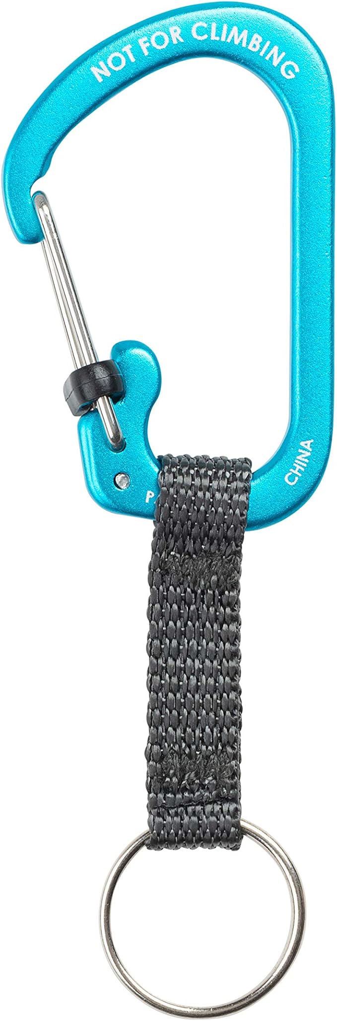 Nite Ize SlideLock Key Ring, Aluminum Locking Carabiner Key Chain with Webbing, Blue