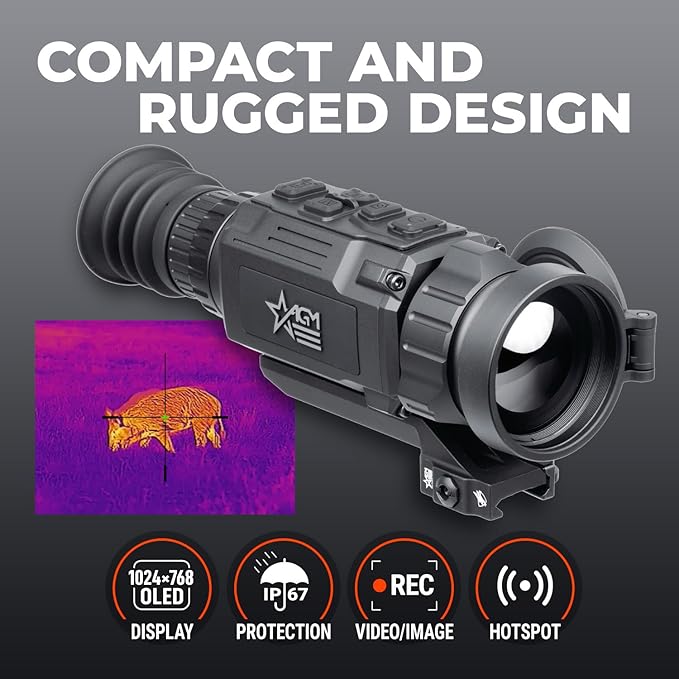 AGM Global Vision Rattler V2 Thermal Imaging Rifle Scope for Hunting. High Resolution Thermal Scope with High Sensitivity Thermal Optics IR Vision riflescope. Waterproof & Durable Design